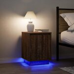 VidaXL Table de chevet avec lumières LED chêne marron 38x34x50 cm