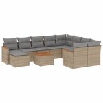 vidaXL Salon de jardin et coussins 11 Pièces mélange beige résine tressée