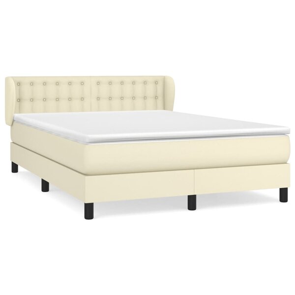 vidaXL Sommier à lattes de lit avec matelas Crème 140x190cm Similicuir