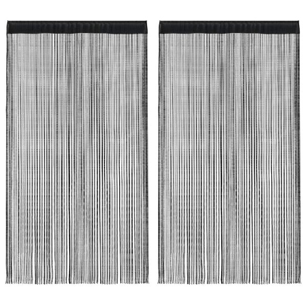 vidaXL Rideau en fils 2 Pièces 100 x 250 cm Noir
