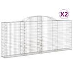 vidaXL Paniers à gabions arqués 2 Pièces 300x30x120/140 cm fer galvanisé