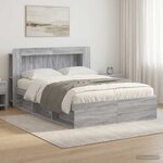 vidaXL Cadre de lit avec rangement Sonoma gris 160 x 200 cm