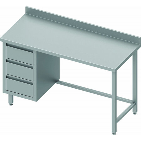 Table inox adossée professionnelle avec 3 tiroirs - gamme 800 - stalgast -  - 1200x800 x800xmm