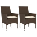 vidaXL Chaises de jardin avec coussins lot de 2 marron résine tressée
