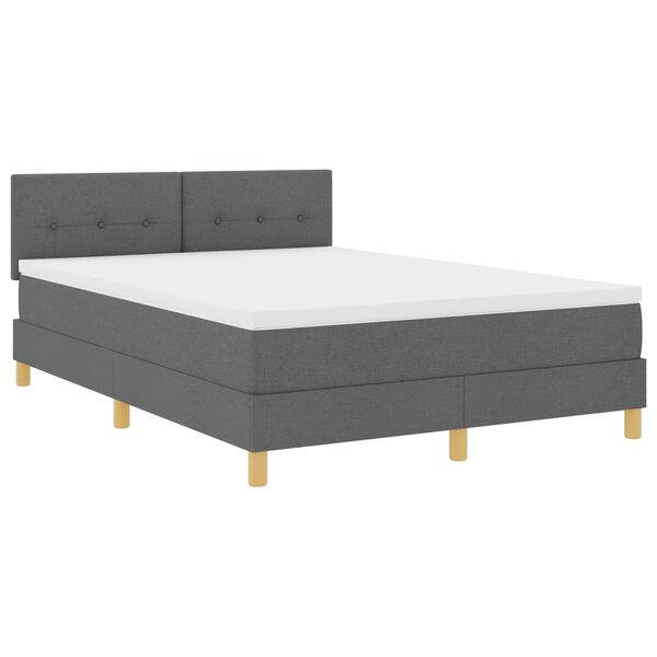 vidaXL Lit à ressort avec matelas & LED gris foncé 140x190 cm tissu