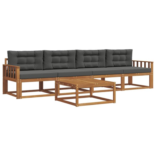 vidaXL Ensemble de canapés d'extérieur 5 Pièces Naturel et Anthracite