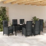 vidaXL Set de 7 pièces de salle à manger de jardin Noir Rotin synthétique