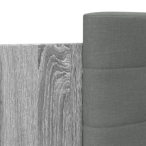 Cadre De Lit 140x200 Cm – Gris Sonoma, Avec Tête De Lit Et LED, Neuf