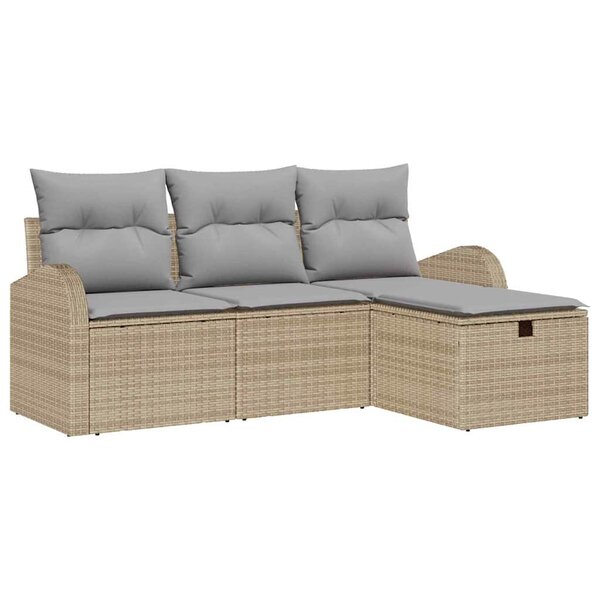 vidaXL Ensemble de canapé de jardin 4 Pièces beige et gris clair