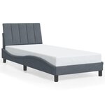 vidaXL Cadre de lit avec LED sans matelas Hanko gris foncé 90x190 cm velours