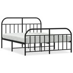vidaXL Cadre de lit métal sans matelas avec pied de lit noir 140x190cm