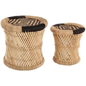 Lot de 3 tables a café avec corde - Noir