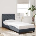 vidaXL Cadre de lit avec lumières LED gris foncé 90x190 cm velours