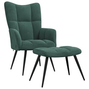 vidaXL Chaise de relaxation avec tabouret Vert foncé Velours