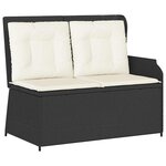 vidaXL Banc de jardin avec coussin Noir Poly rotin