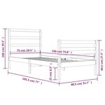 vidaXL Cadre de lit Blanc Bois de pin massif 75x190 cm Petit simple