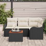 vidaXL Ensemble de canapé de jardin 5 Pièces Noir Poly rotin