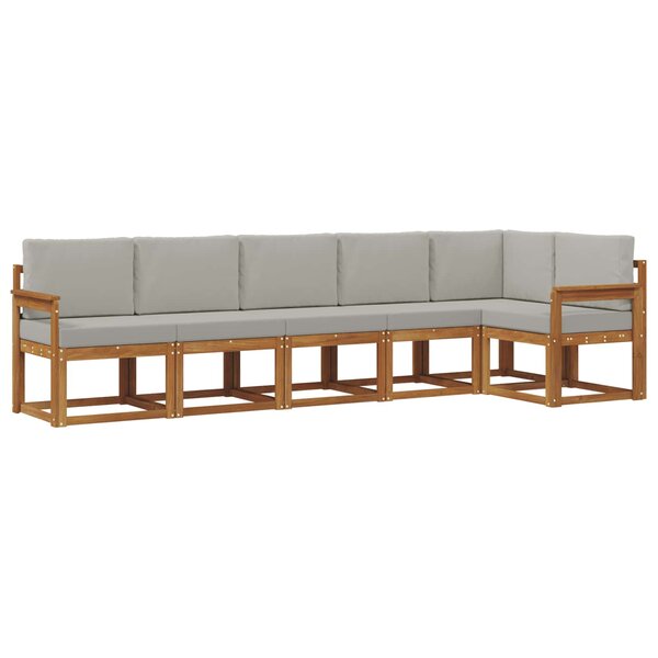 vidaXL Ensemble de canapés d'extérieur 6 pc Naturel et gris clair