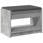 vidaXL Banc d'entrée avec coussin Gris Béton 63 x 38 x 45 cm