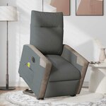 vidaXL Fauteuil inclinable de massage électrique Gris foncé Tissu