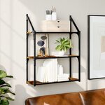 vidaXL Étagère murale 3 niveaux chêne fumé 60x21x78 5 cm