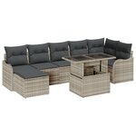 vidaXL Canapé de jardin 8 pièces avec coussins gris clair en poly rotin
