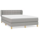 vidaXL Sommier à lattes de lit avec matelas Gris clair 140x190cm Tissu