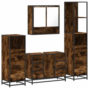 vidaXL Ensemble meubles salle de bain 4 Pièces chêne fumé bois ingénierie
