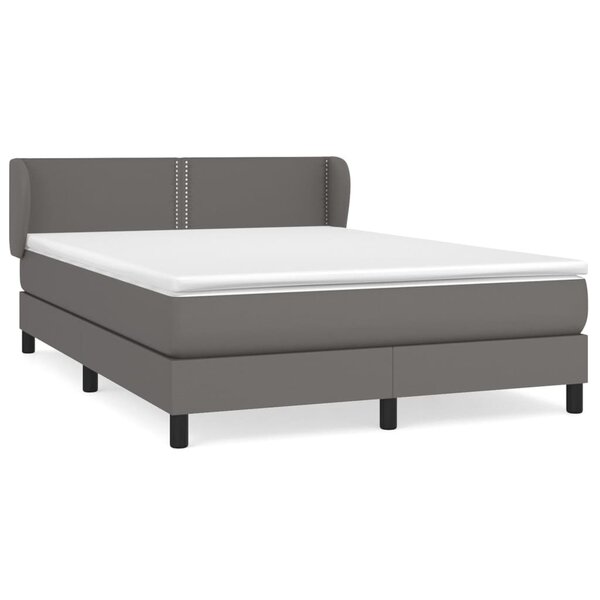 vidaXL Sommier à lattes de lit avec matelas Gris 140x200 cm Similicuir