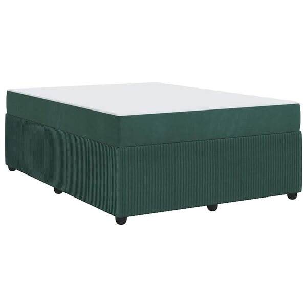 vidaXL Cadre de lit avec matelas Vert foncé 140 x 200 cm Velours