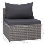 vidaXL Salon de jardin 7 Pièces avec coussins Résine tressée Gris