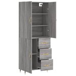 vidaXL Buffet haut Sonoma gris 69 5x34x180 cm Bois d'ingénierie