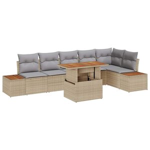 vidaXL Ensemble de salle à manger pour jardin 7 Pièces Beige  Gris