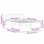 vidaXL Cadre de lit Marron 140 x 190 cm Bois massif en pin