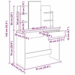 vidaXL Table de Toilette Chêne noir 96 x 39 x 142 cm Bois d'ingénierie
