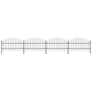 vidaXL Clôture de jardin à dessus en lance Acier (0 75-1)x6 8 m Noir