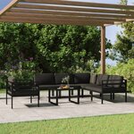 vidaXL Salon de jardin 7 Pièces avec coussins Aluminium Anthracite