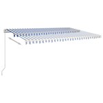 vidaXL Auvent automatique capteur de vent et LED 5x3 m Bleu et blanc