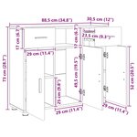 vidaXL Buffet avec tiroir Blanc 88 5 x 30 5 x 73 cm Bois d'ingénierie