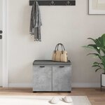 vidaXL Banc d'entrée avec coussin Gris béton 60 x 38 x 46 cm