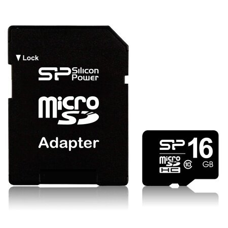 Silicon power carte mémoire microsdhc 16 go class 10 + adaptateur sdhc