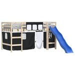 vidaXL Rideaux pour lit mezzanine blanc et noir polyester