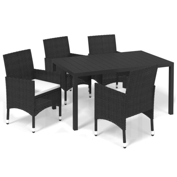 vidaXL Ensemble à dîner de jardin avec coussins 5 Pièces poly rotin noir