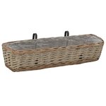 vidaXL Jardinières de balcon 2 Pièces osier avec revêtement en PE 80 cm