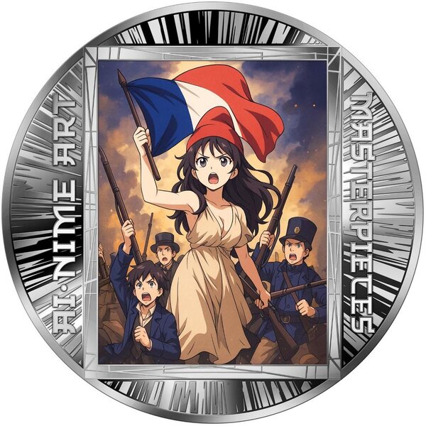 Pièce de monnaie en Argent 500 Francs g 15.57 (1/2 oz) Millésime 2025 AI-nime Art Masterpieces LIBERTY LEADING THE PEOPLE