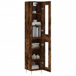 vidaXL Buffet haut Chêne fumé 34 5x34x180 cm Bois d'ingénierie
