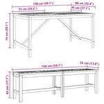 vidaXL Ensemble de salle à manger pour jardin 3 Pièces Marron