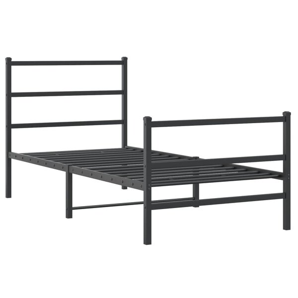 vidaXL Cadre de lit métal avec tête de lit/pied de lit noir 90x200 cm