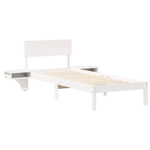 vidaXL Cadre de lit avec tables de chevet Blanc Bois massif en pin