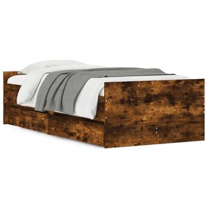 vidaXL Cadre de lit avec tiroirs sans matelas chêne fumé 90x200 cm